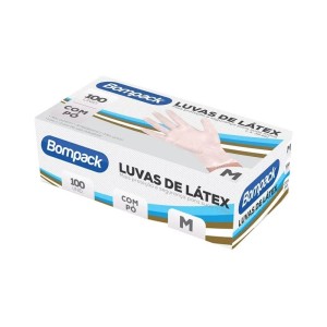 Luva latex c/po bompack m